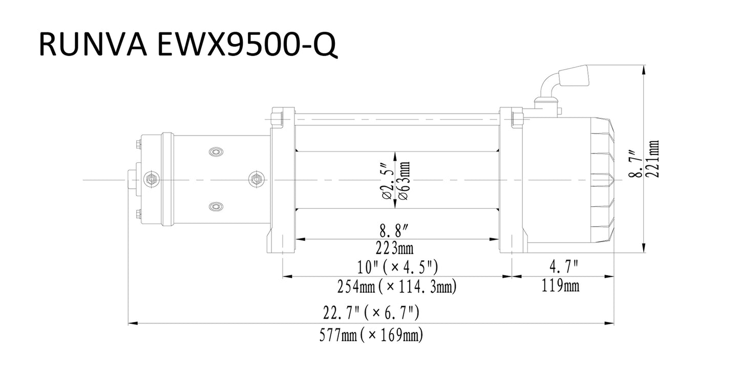 RUNVA EWX9500-Q 24V WITH STEEL CABLE