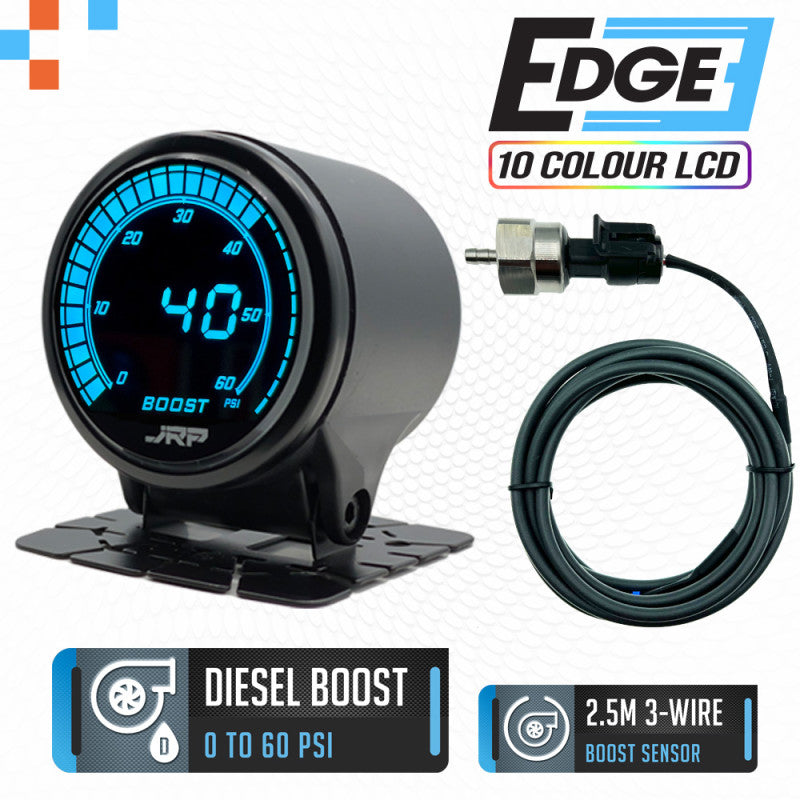 0-60PSI JRP Edge Digital Diesel Boost Gauge Kit 52mm