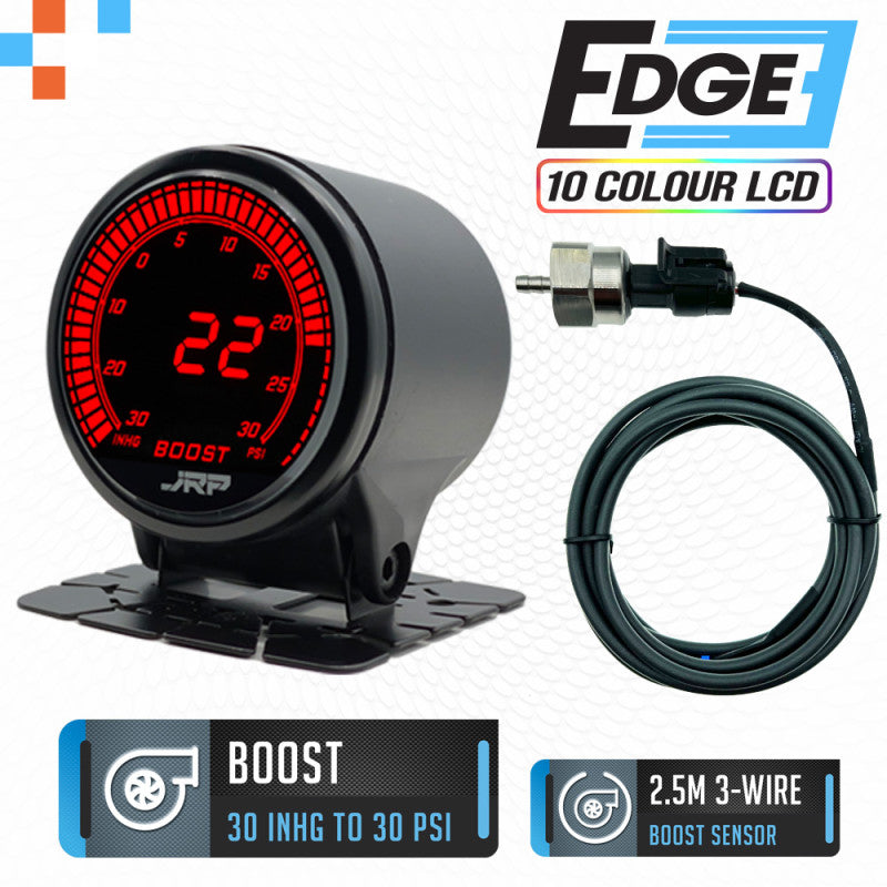 JRP Edge Petrol Digital Boost Gauge Kit 30 PSI 52mm